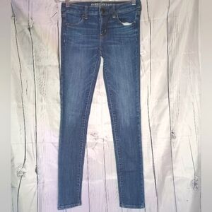 American Eagle Blue Skinny Jeggins Super Super Stretch